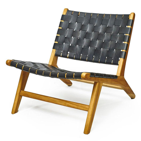 BELT Lounge Chair in Reclaimed Teak and Black Leather