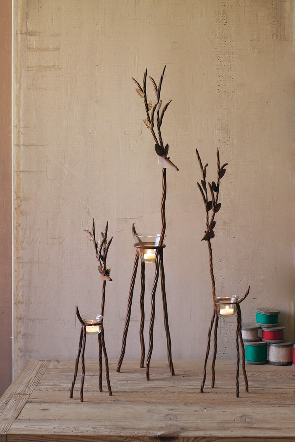 Hand Forged Iron Candle Stands Set Of 3 By Kalalou