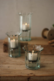 Kalalou Original Glass Candle Cylinder With Rustic Insert