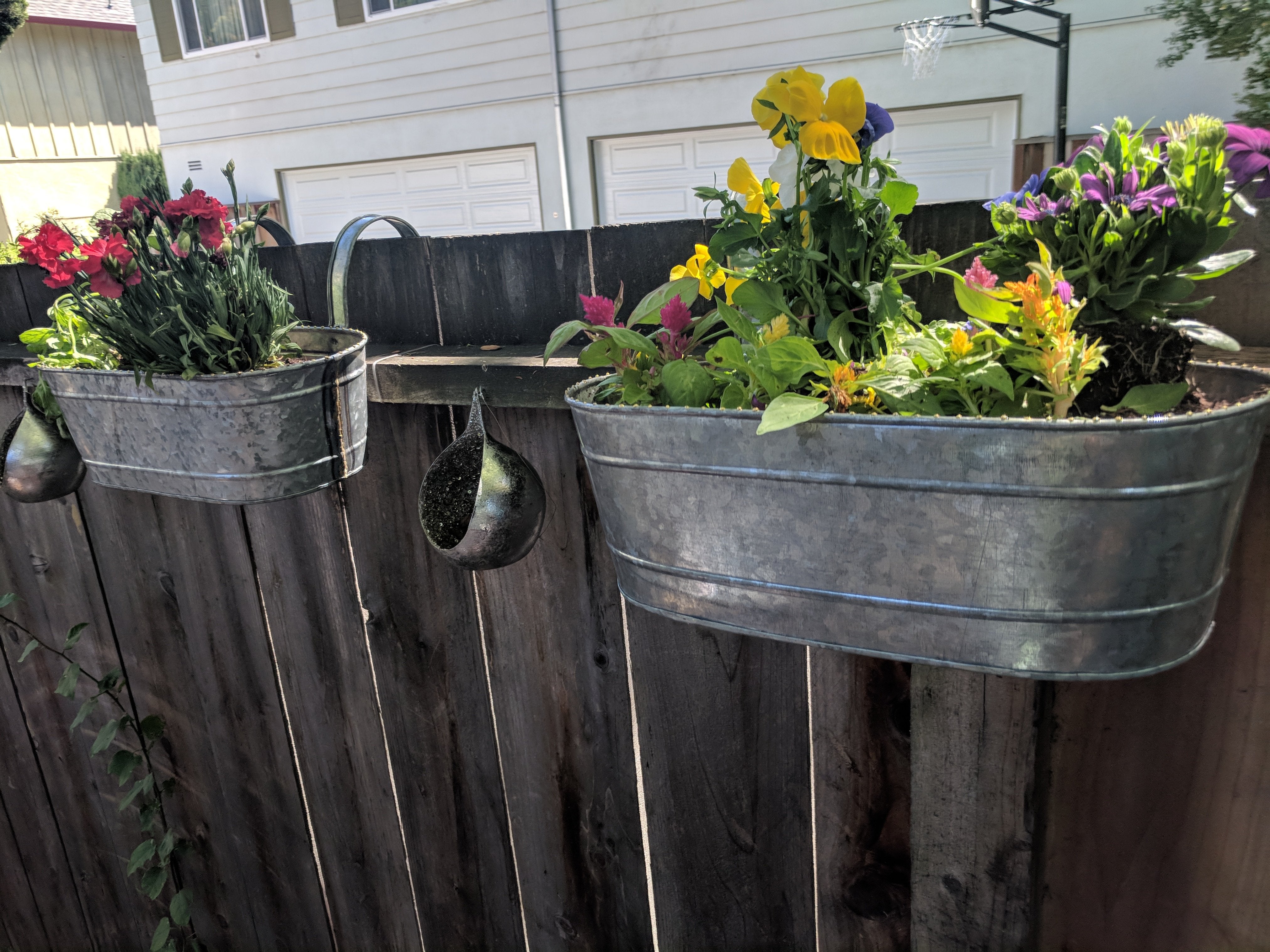 Unique Large Riveted Zinc Planter Set of 2 for Outdoor or Indoor Use, Garden, Deck, and Patio