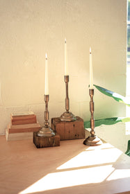 Hand Forged Iron Candle Stands Set Of 3 By Kalalou